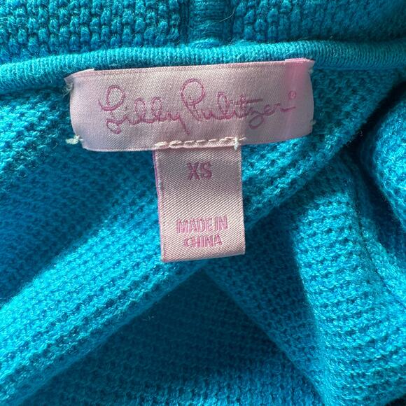 Lilly Pulitzer Zip Down Waffle Hoodie in Teal - Picture 7 of 7